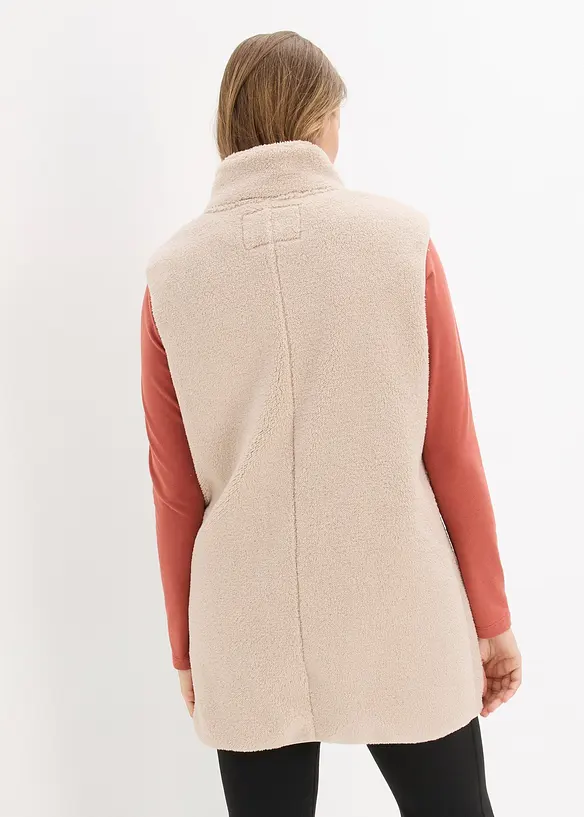 Teddy-Fleece Weste in grau von hinten (im Anschnitt) - bonprix