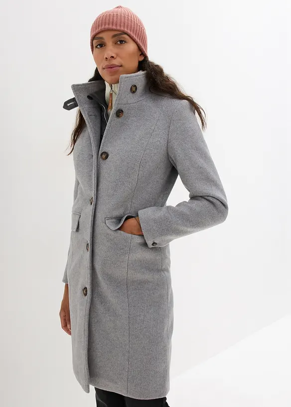 Wintermantel, 2in1 Optik in grau von vorne (Totalaufnahme) - bonprix