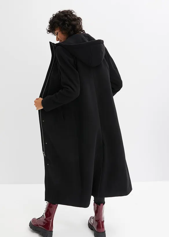 Mantel aus Wollimitat, Maxi-Länge in schwarz von hinten (Totalaufnahme) - bonprix