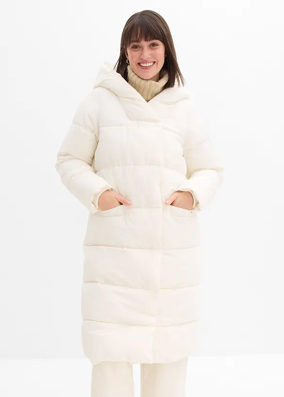 Oversize Steppmantel in weiß von vorne (Totalaufnahme) - bonprix