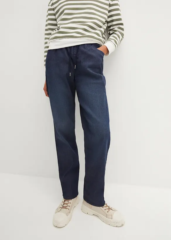 Straight Jeans High Waist, Bequembund (2er Pack) in blau von vorne - bonprix