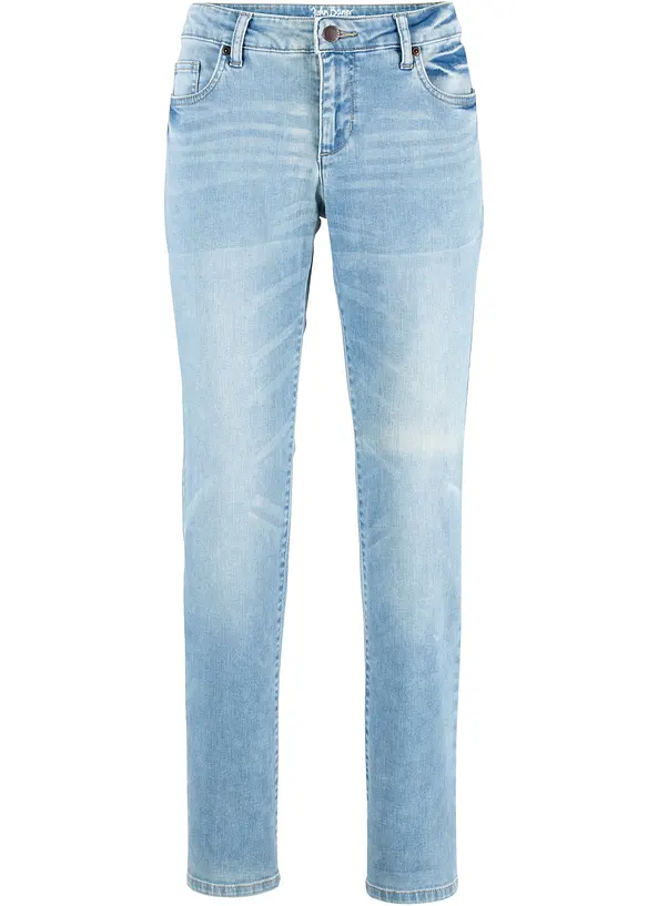 Straight Jeans Mid Waist, Stretch in blau von vorne - bonprix Straight Jeans Mid Waist, Stretch in blau von vorne - bonprix