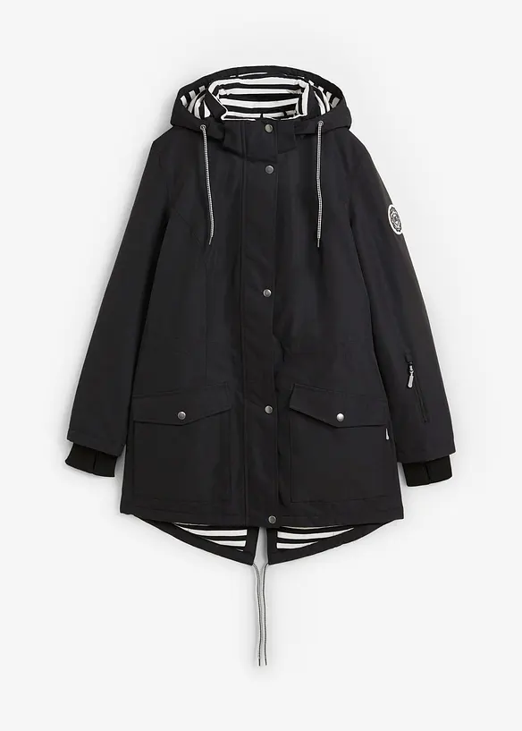 wasserdichte Funktions-Übergangsjacke in schwarz von vorne - bonprix
