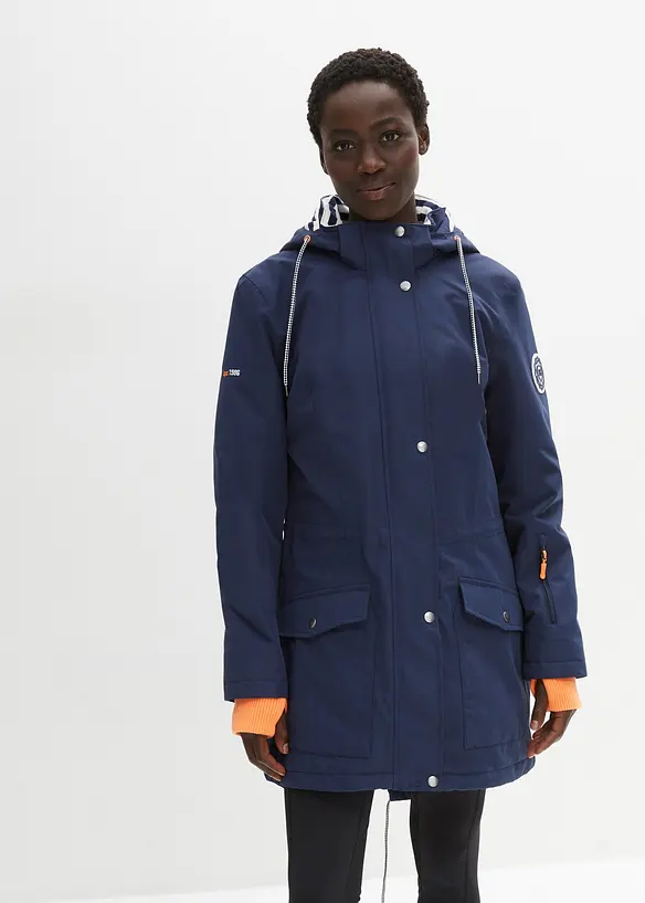wasserdichte Funktions-Übergangsjacke in blau von vorne (im Anschnitt) - bonprix