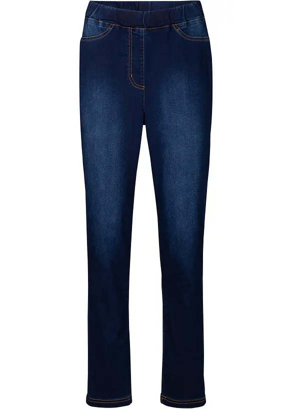 Wärmende Jeggings High Waist, Bequembund in blau von vorne - bonprix