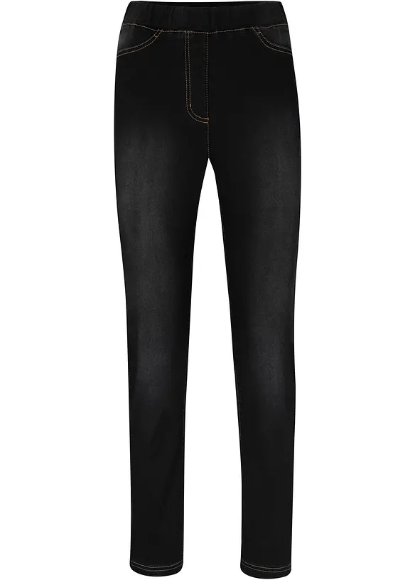 Wärmende Jeggings High Waist, Bequembund in schwarz von vorne - bonprix