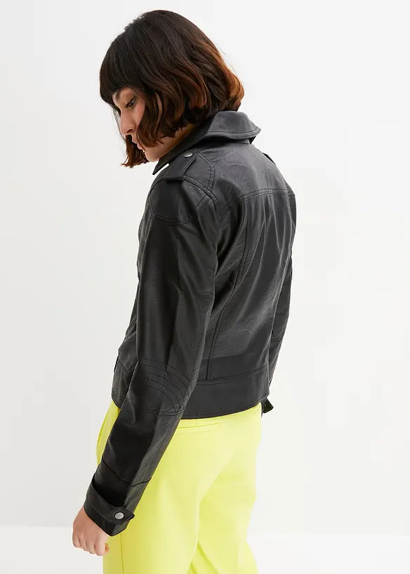 Biker-Jacke in schwarz von hinten (im Anschnitt) - bonprix
