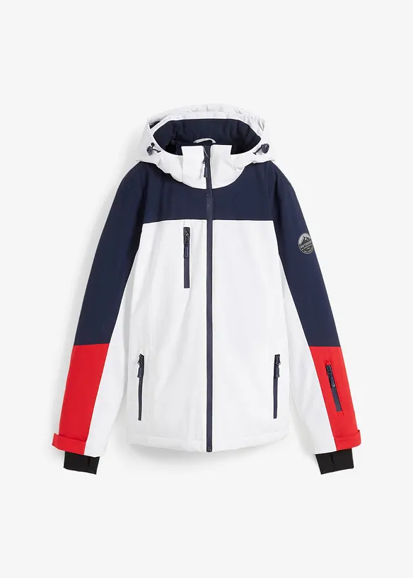 wasserdichte Ski Funktions-Jacke mit Belüftungsschlitzen in weiß von vorne - bonprix