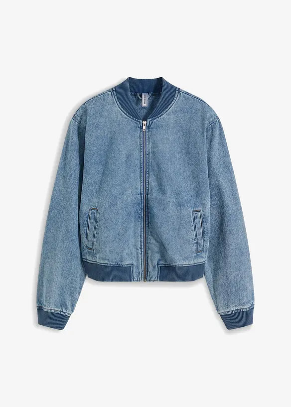 Blouson aus Denim in blau von vorne - bonprix