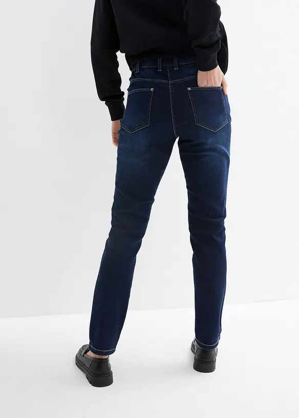 Boyfriend Jeans Mid Waist, Stretch in blau von hinten - bonprix