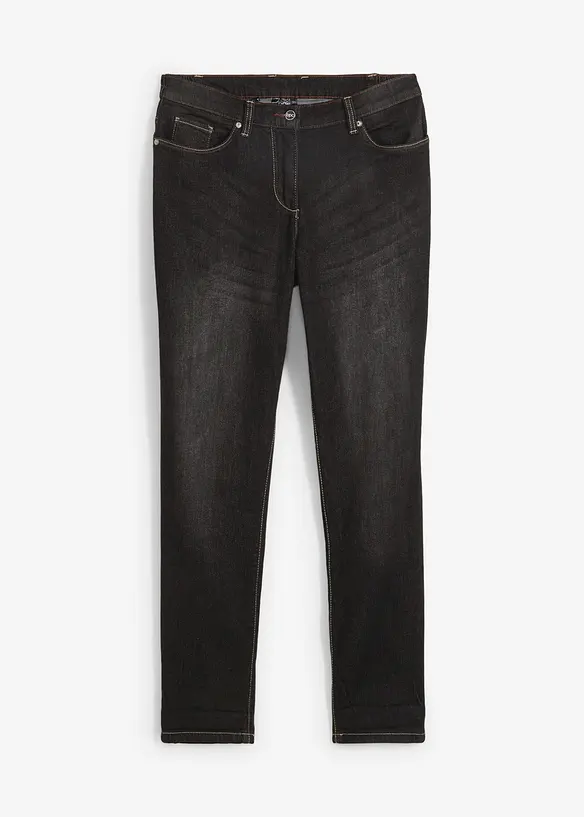 Boyfriend Jeans Mid Waist, Stretch in schwarz von vorne - bonprix Boyfriend Jeans Mid Waist, Stretch in schwarz von vorne - bonprix