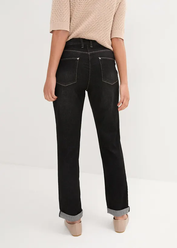 Boyfriend Jeans Mid Waist, Stretch in schwarz von hinten - bonprix Boyfriend Jeans Mid Waist, Stretch in schwarz von hinten - bonprix