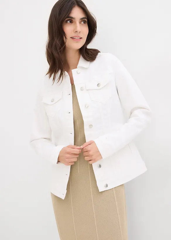 Jeansjacke in weiß von vorne (im Anschnitt) - bonprix