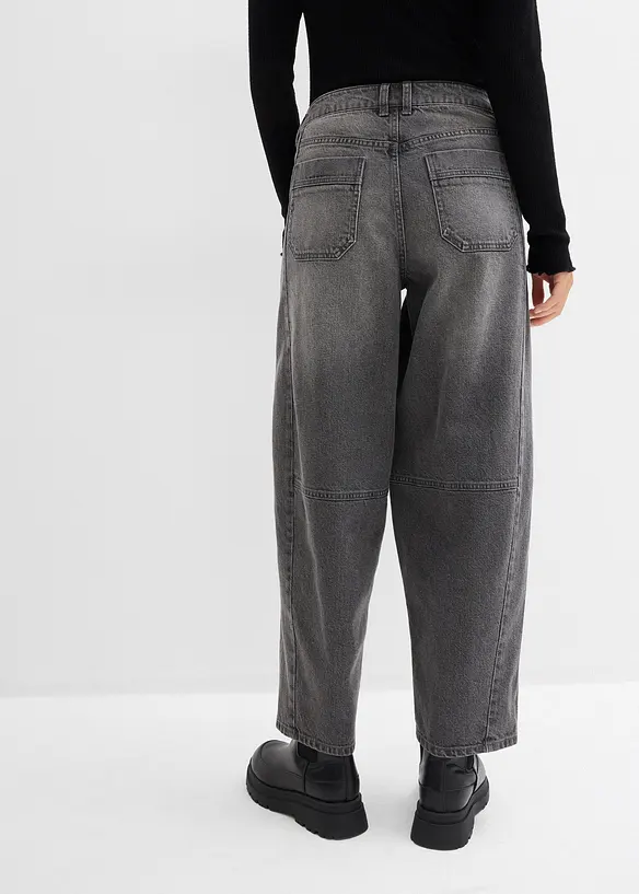 Ballon-Jeans Mid Waist in grau von hinten - bonprix
