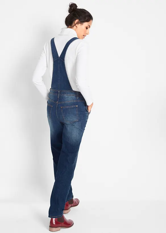 Jeans-Latzhose im Boyfriend-Fit in blau von hinten - bonprix