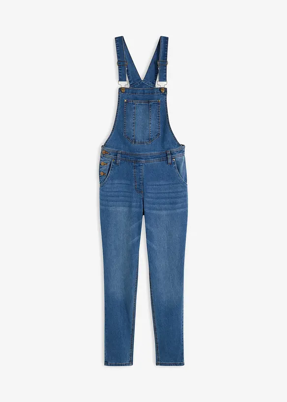 Jeans-Latzhose im Boyfriend-Fit in blau von vorne - bonprix