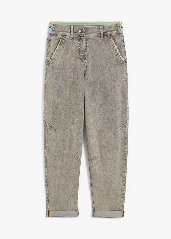 Boyfriend-Jeans mit Vintagewaschung in grau von vorne - bonprix