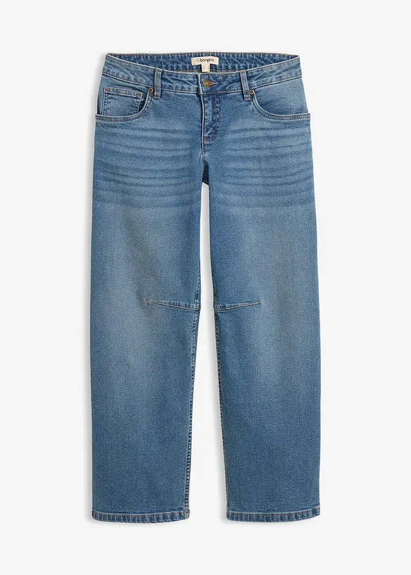 Barrel-Jeans, Mid Waist in blau von vorne - bonprix