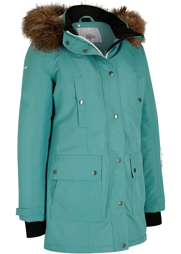 wasserdichte Outdoor-Funktions-Jacke mit Kapuze in grün von vorne - bonprix