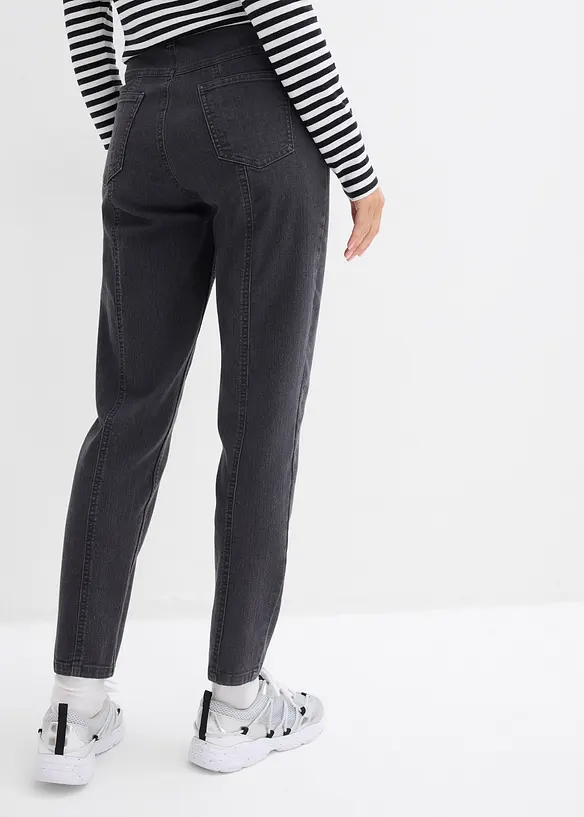 Mom-Jeans High Waist, Stretch in grau von hinten - bonprix