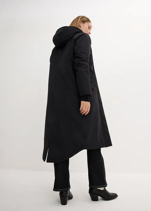 Wintermantel mit Innensteppung in schwarz von hinten (Totalaufnahme) - bonprix