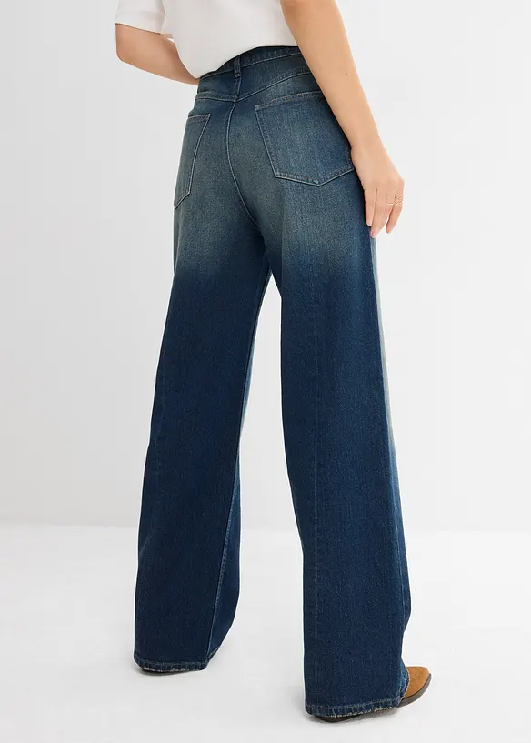 Loose Straight-Jeans High Waist, Low Stretch in blau von hinten - bonprix