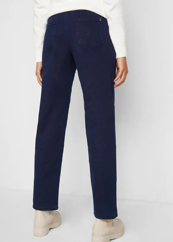 Mom-Jeans Mid Waist, Thermo mit Bequembund in blau von hinten - bonprix