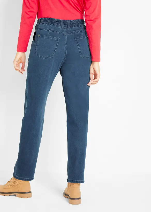 Mom-Jeans Mid Waist, Thermo mit Bequembund in blau von hinten - bonprix Mom-Jeans Mid Waist, Thermo mit Bequembund in blau von hinten - bonprix