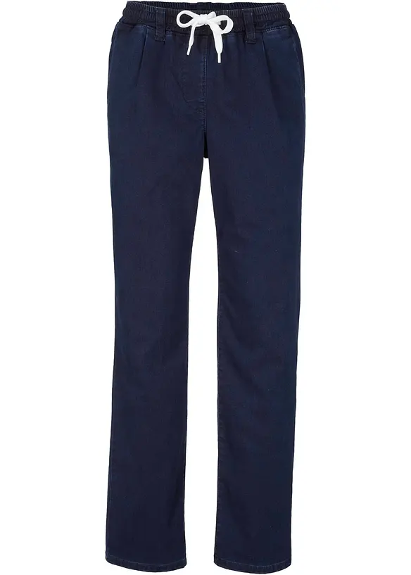 Mom-Jeans Mid Waist, Thermo mit Bequembund in blau von vorne - bonprix