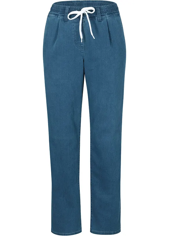 Mom-Jeans Mid Waist, Thermo mit Bequembund in blau von vorne - bonprix Mom-Jeans Mid Waist, Thermo mit Bequembund in blau von vorne - bonprix