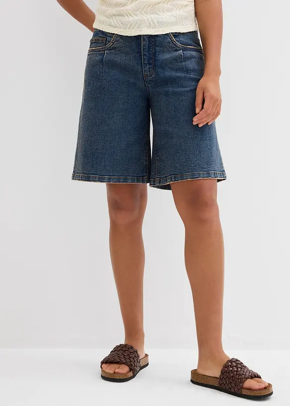 Jeans-Bermuda Mid Waist in blau von vorne - bonprix