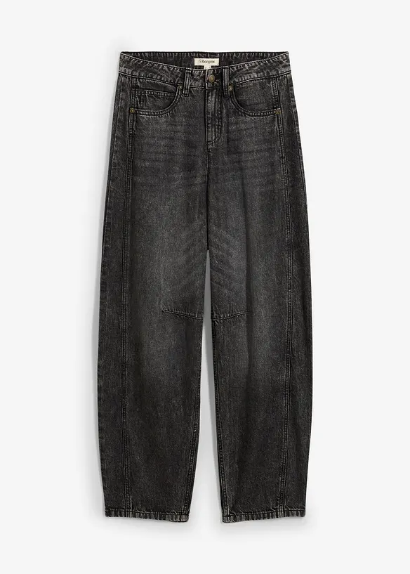 Balloon-Jeans Mid Waist, Super Soft in grau von vorne - bonprix