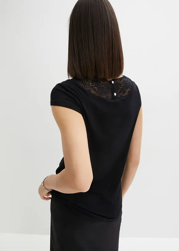Shirt aus softer Viskose in schwarz von hinten (im Anschnitt) - bonprix