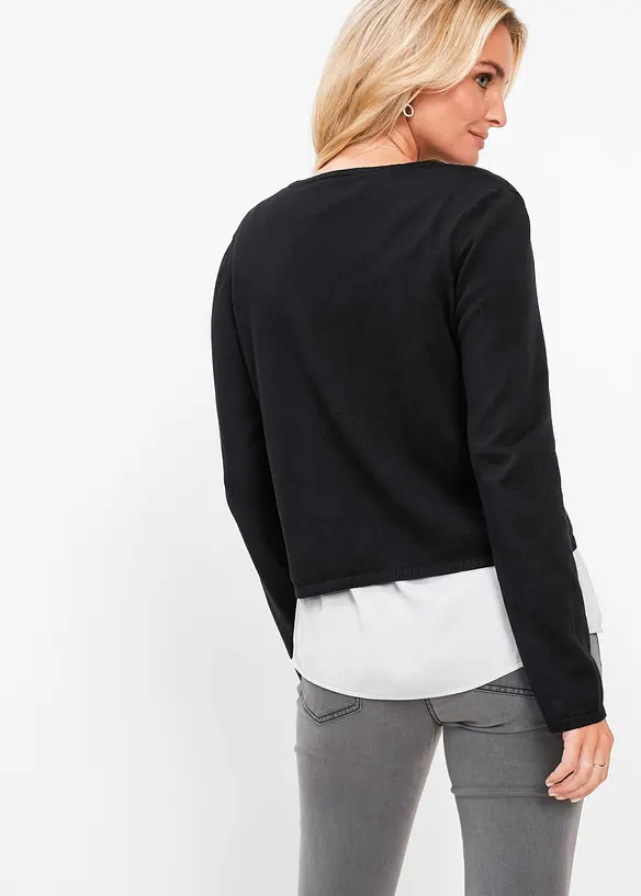 Feinstrickjacke in schwarz von hinten (im Anschnitt) - bonprix