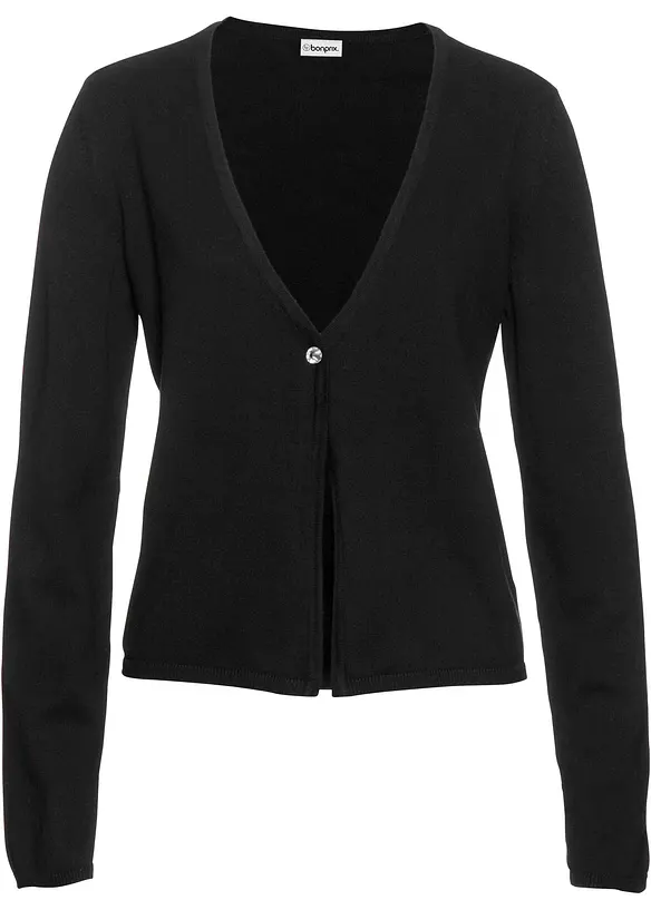 Feinstrickjacke in schwarz von vorne - bonprix