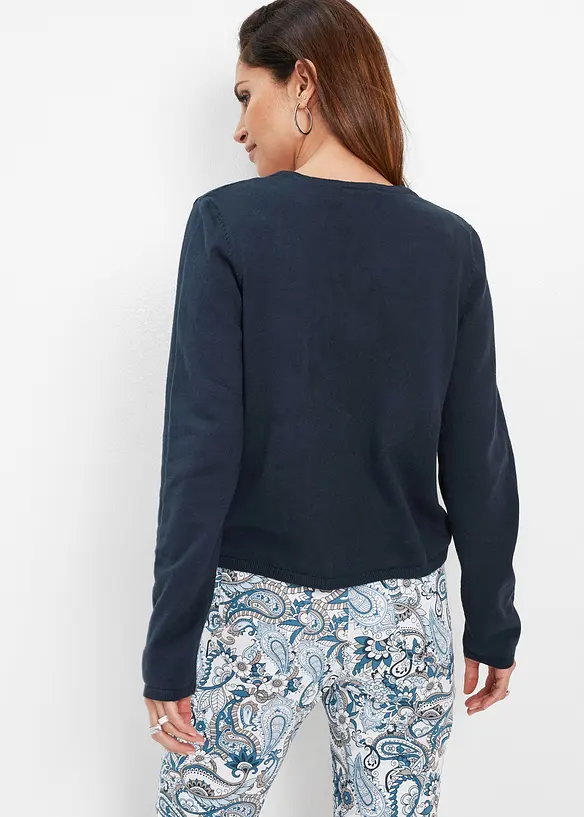 Feinstrickjacke in blau von hinten (im Anschnitt) - bonprix