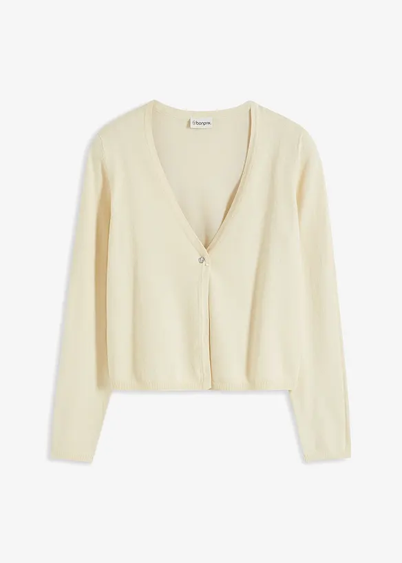 Feinstrickjacke in beige von vorne - bonprix