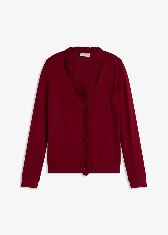 Feinstrickjacke aus fließendem Viskose-Mix in rot von vorne - bonprix