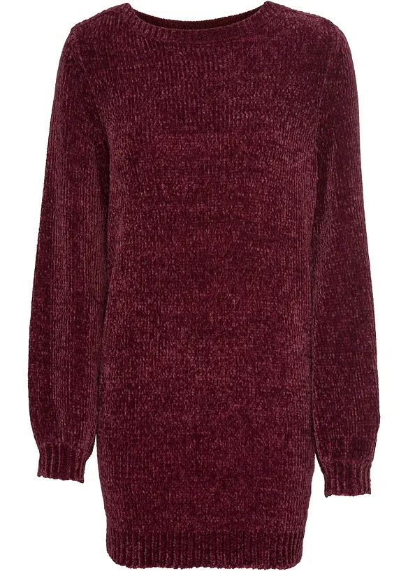 Chenille-Longpullover in rot von vorne - bonprix