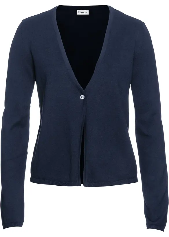 Feinstrickjacke in blau von vorne - bonprix