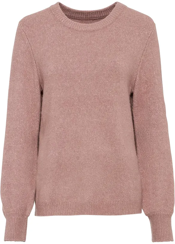 Pullover mit Ballonärmeln in rosa von vorne - bonprix