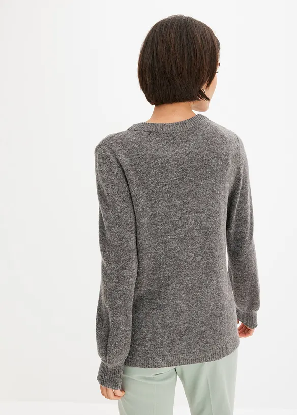 Pullover mit Ballonärmeln in grau von hinten (im Anschnitt) - bonprix