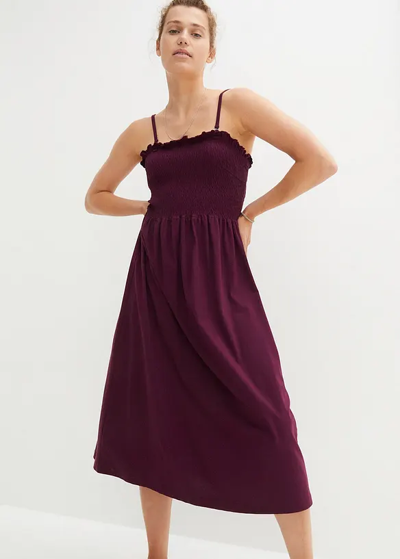 Jerseykleid aus reiner Bio-Baumwolle in lila von vorne (Totalaufnahme) - bonprix