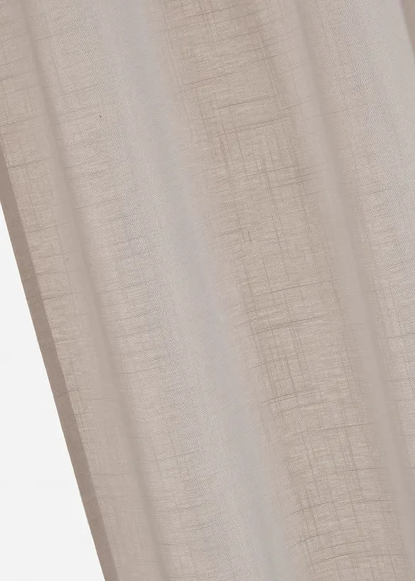 Halbtransparenter Vorhang mit Struktur, auch in extra lang (1er Pack) in beige (Detailaufnahme) - bonprix