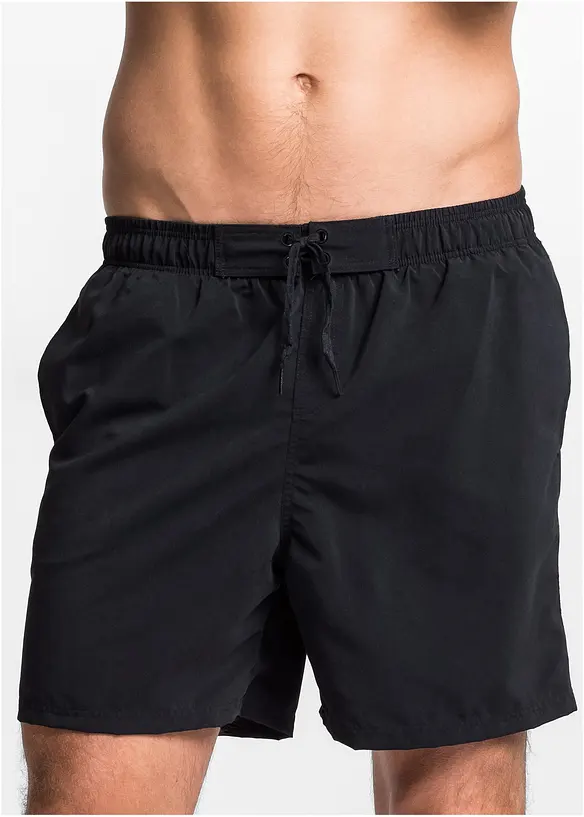 Badeshorts mit seitlichen Taschen in schwarz von vorne (Totalaufnahme) - bonprix