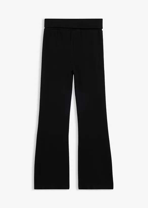Gerippte Jersey-Hose aus schwerer Bio-Baumwolle in schwarz von hinten - bonprix