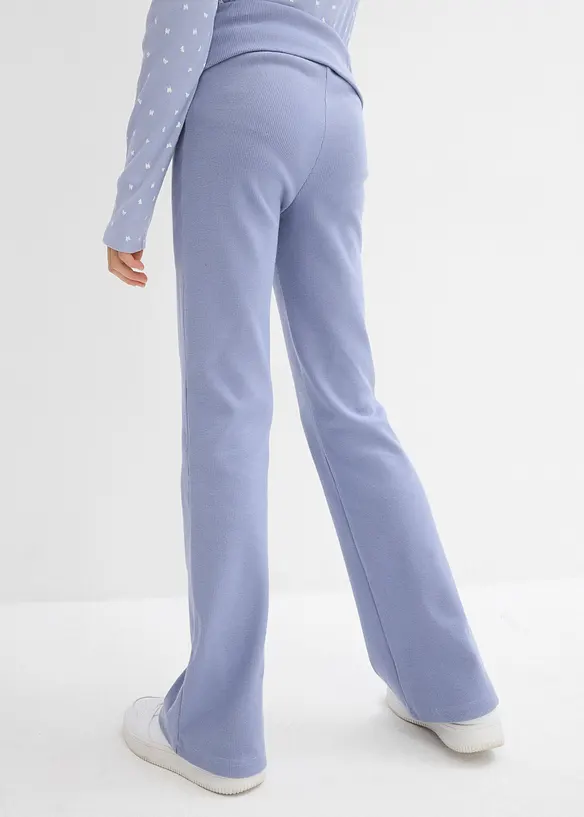 Gerippte Jersey-Hose aus schwerer Bio-Baumwolle in blau von hinten - bonprix