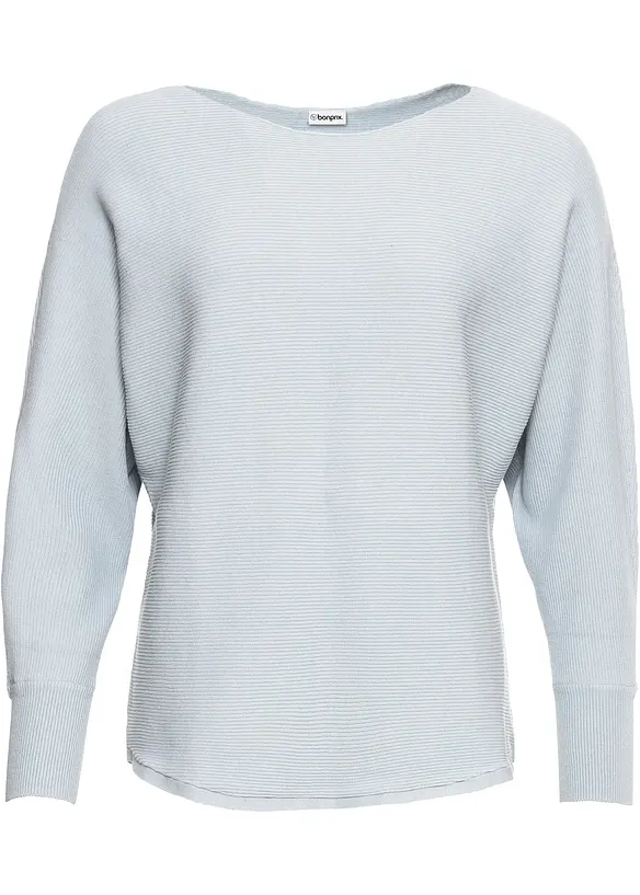Oversize-Ripp-Pullover in blau von vorne - bonprix