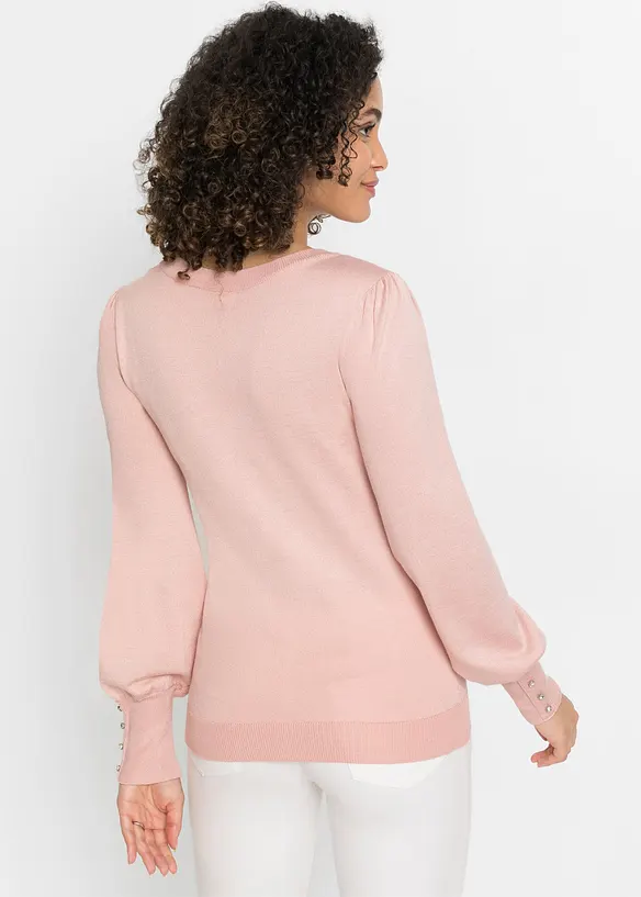 Feinstrickpullover aus Viskose-Mix in rosa von hinten (im Anschnitt) - bonprix