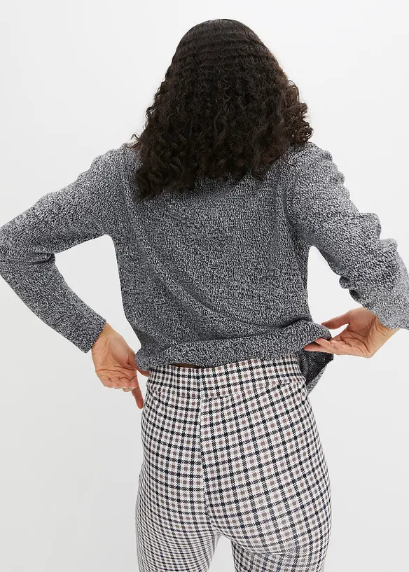 Strick-Pullover mit Rundhals-Ausschnitt in Melange in grau von hinten (im Anschnitt) - bonprix